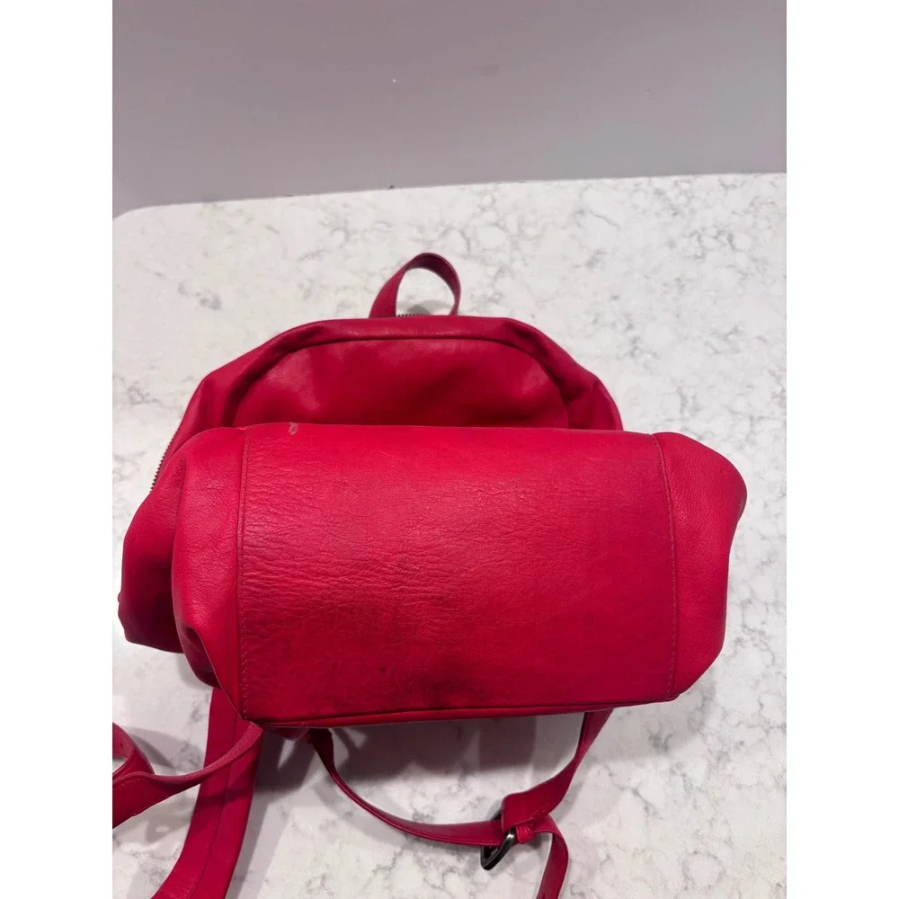 ASH Domino Red Pebbled Leather Chain Link Backpack Gunmetal Hardware Edgy Bag